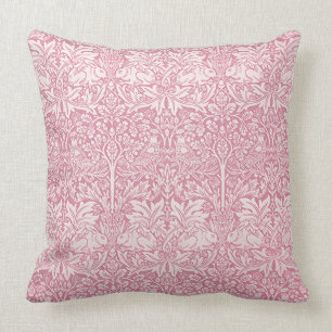 Almofada Woodland deixa o coelho rosa William Morris Patter
