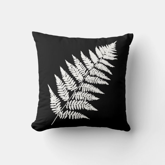 Almofada Woodland Fern 1, Branco e Negro (Frente)
