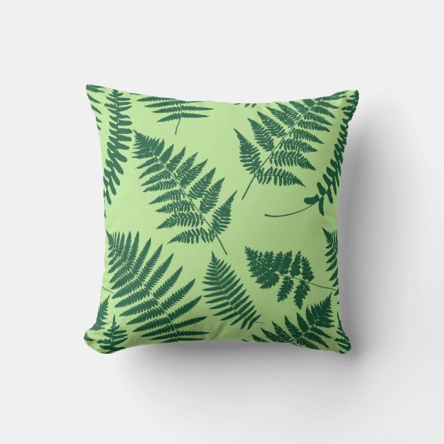 Almofada Woodland Fern Pattern, Emerald e Light Green (Frente)
