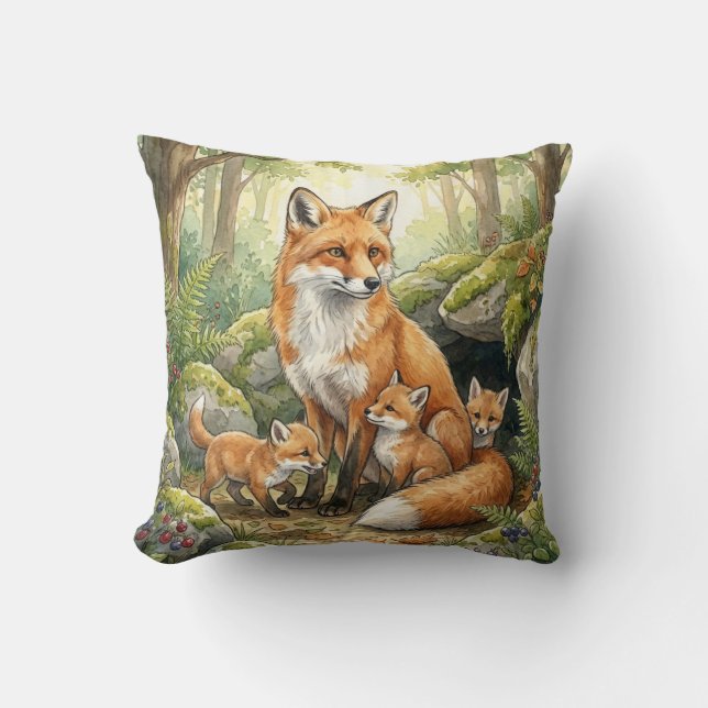 Almofada Woodland Fox Family Kids (Frente)