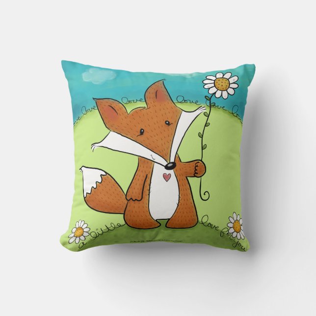 Almofada Woodland Fox Little Love para Você (Frente)