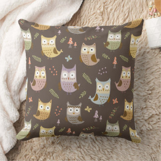 Almofada Woodland Owl Pattern, Brown