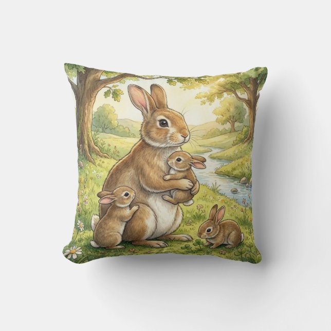 Almofada Woodland Rabbit Family Kids (Frente)