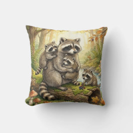 Almofada Woodland Raccoon Family Kids