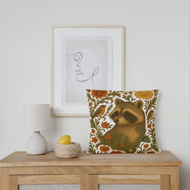 Almofada Woodland Reverie Raccoon's Floral DaydreSonho (Criador carregado)