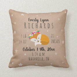 Almofada Woodland Stars Sleepy Fox Girl Stats Nursery