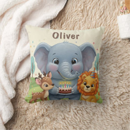 Almofada Woodland Storybook Animals Personalized Birthday