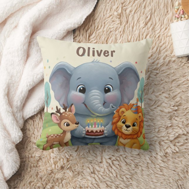 Almofada Woodland Storybook Animals Personalized Birthday (Cobertor)