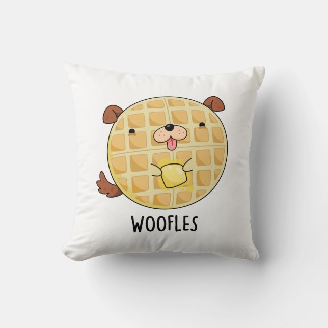 Almofada Woofles Funny Doggy Waffle Pun (Frente)