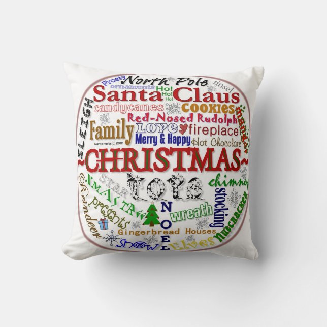 Almofada Word-Art de Natal - Travesseiros MoJo (Frente)