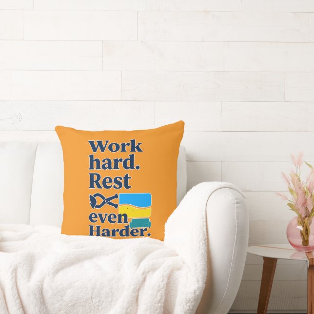 Almofada Work Hard Rest Even Harder Beach Lifestyle Design (Sofá)