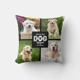 Almofada World’s Best Dog Mom 4 Photo Black White Custom