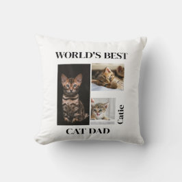 Almofada World's Best Cat Dad Custom Name Gift