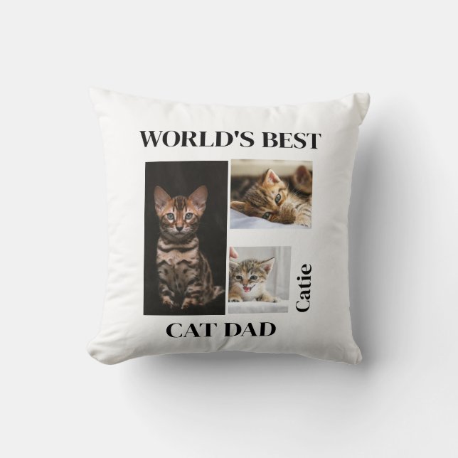 Almofada World's Best Cat Dad Custom Name Gift (Frente)