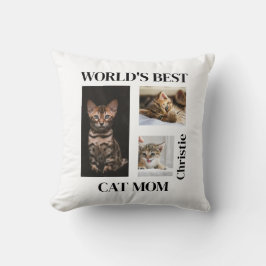 Almofada World's Best Cat Mom Custom Name Gift
