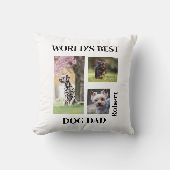 Almofada World's Best Dog Dad Custom Name Gift (Frente)
