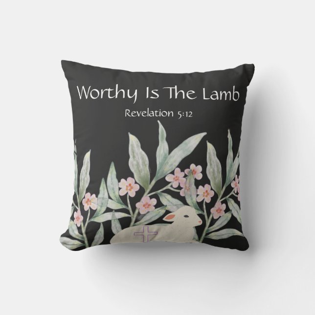 Almofada Worthy Is The Lamb Square Throw Pillow (Frente)