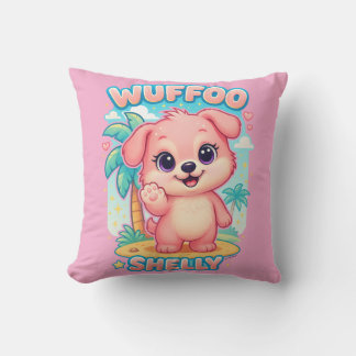 Almofada Wuffoo Shelly Kawaii Puppy Tropical Island