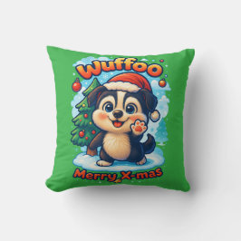 Almofada Wuffoo Surffie Merry Natal Kawaii 3D Feriado