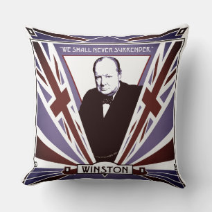 Almofada WW2 Winston Churchill Art Deco estilo Union Jack