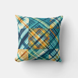 Almofada Xadrez Amarelo Azul Verificada