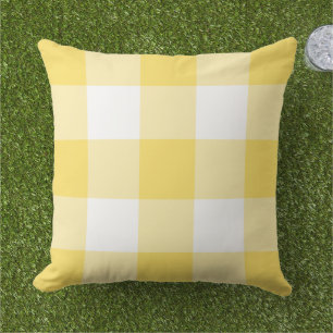 Almofada Xadrez Amarelo Branco Grande