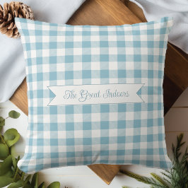 Almofada Xadrez Azul Decorativo Búfalo