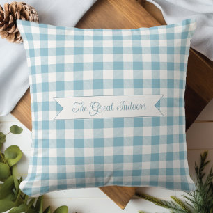 Almofada Xadrez Azul Decorativo Búfalo