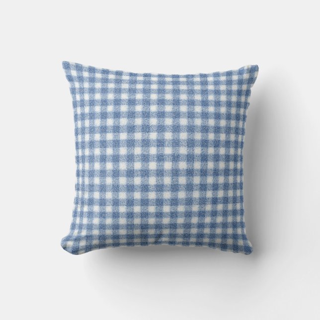 Almofada Xadrez Azul e Branco Clássico (Frente)