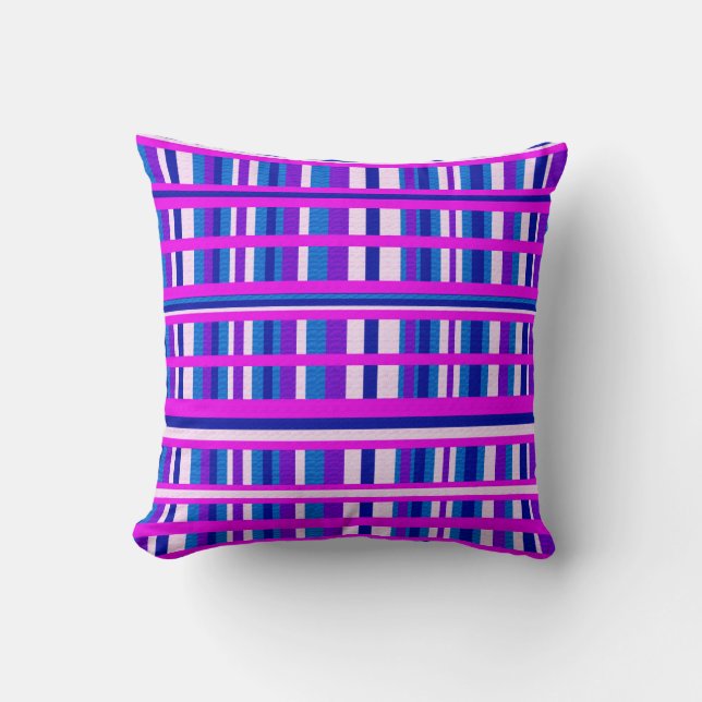 Almofada Xadrez azul roxa rosa (Frente)