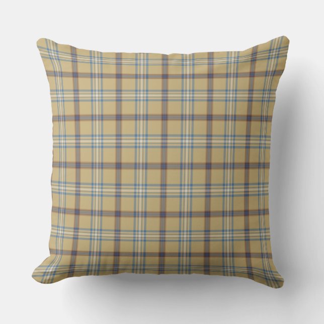 Almofada Xadrez Azul Tan e Wedgewood (Frente)