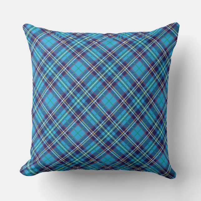 Almofada Xadrez Azul Tartan (Frente)