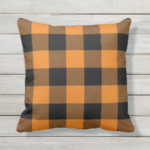 Xadrez Búfalo Simples Laranja e Travesseiro decora