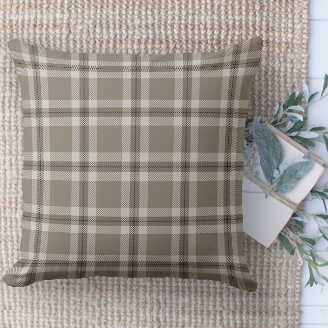 Almofada Xadrez Castanho E Branco Da Casa Farmada Moderna (throw pillow farmhouse pillows country plaid throw pillow brown and beige)