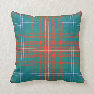 Almofada Xadrez Clã Wilson Orange Turquoise Check Tartan