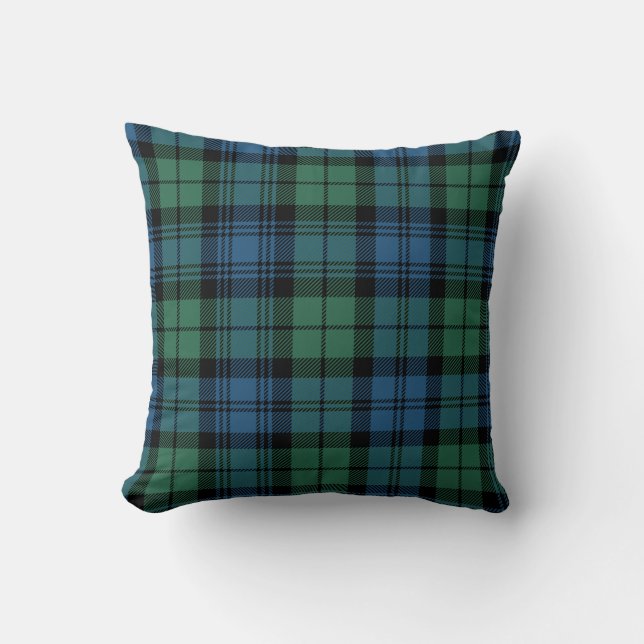 Almofada Xadrez Clan Campbell Black Green Blue Check Tartan (Frente)