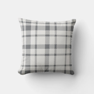 Almofada Xadrez clássica Tartan, Cinzas neutra por padrão e