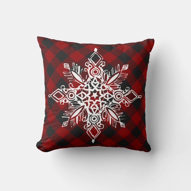 Almofada Xadrez com floco de neve (Frente)