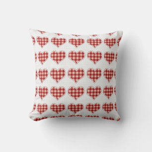Almofada Xadrez Corações Vermelhos Padrão Dotty