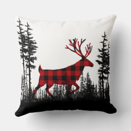 Almofada Xadrez da Floresta de Búfalo Negra e Branca