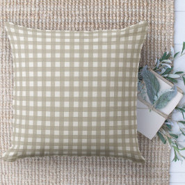 Almofada Xadrez De Beige E Gingham Brancos Da Moderna Fazen