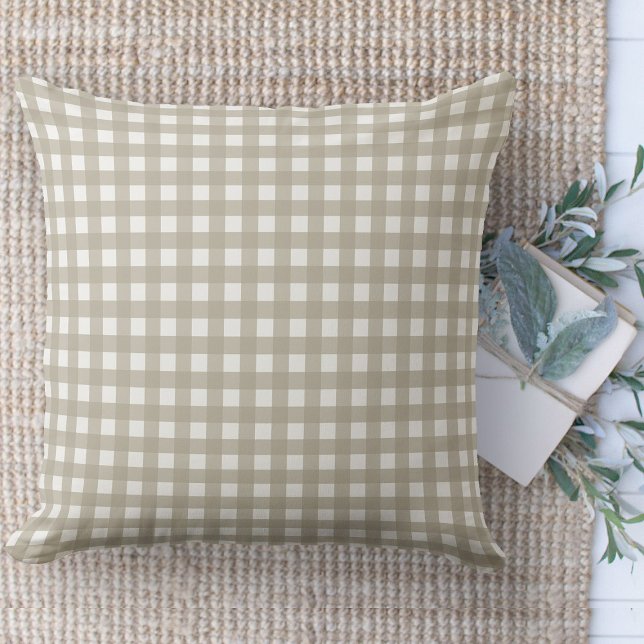 Almofada Xadrez De Beige E Gingham Brancos Da Moderna Fazen (throw pillow farmhouse pillows country beige and white plaid throw pillow )