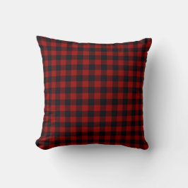 Almofada Xadrez de Búfalo Vermelho e Preto