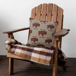 Almofada Xadrez de Buffalo Bison em Tan Reversible