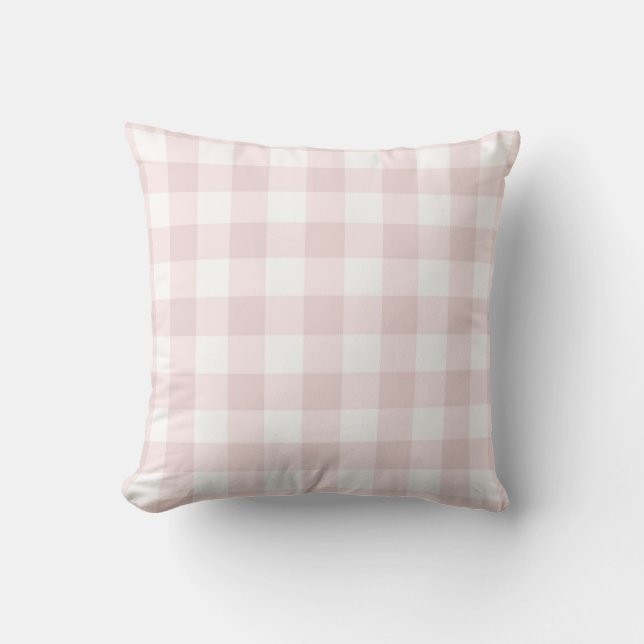 Almofada Xadrez de Gingham, em Buffalo, Pink Farmhouse (Frente)