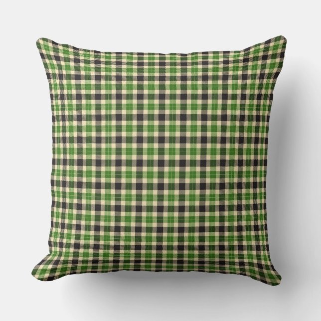 Almofada Xadrez de Kelly Green e Black Tartan Travesseiro S (Frente)