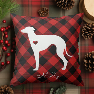 Almofada Xadrez de Natal italiana Greyhound Nome