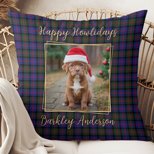 Almofada Xadrez de Natal Personalizar Cão Pet Simples 2 Fot (Criador carregado)
