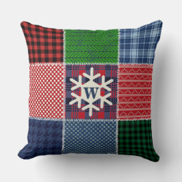 Almofada Xadrez de patch monograma com inclinação de neve D