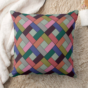 Almofada Xadrez de patchwork geométrica feita de pat multic